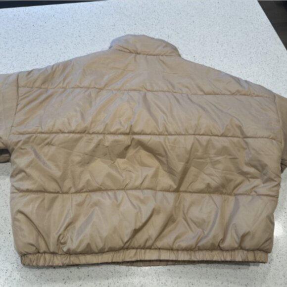 Nordstrom Abound Cropped Puffer Jacket in Tan Sand Dollar Women's Size XL Crop - Picture 6 of 9